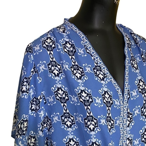 NEW Max Studio Blue Dolman Sleeve Tie-Front Blouse - Picture 2 of 6